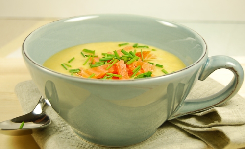 potato soup with smoked salmon